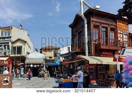 Edirne, Turkey - May 26, 2018: Saraclar Caddesi Shopping Street In The Center Of City Of Edirne, Eas