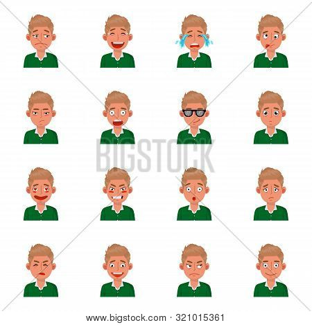 Vector Design Of Face And Boy Icon. Set Of Face And Young Stock Vector Illustration.