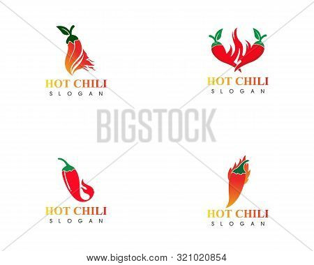 Red Hot Set Natural Of Chili Icon Template Vector Illustration