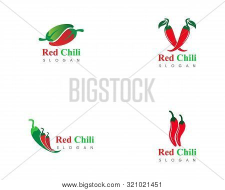 Red Hot Set Natural Of Chili Icon Template Vector Illustration