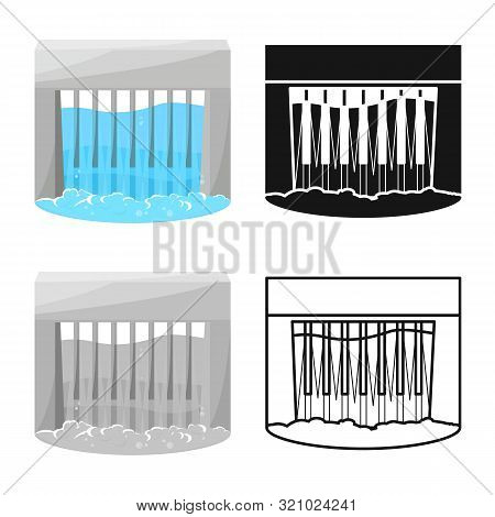 Isolated Object Of Station And Water Icon. Collection Of Station And Hydroelectric Vector Icon For S