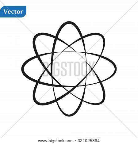 Atom Icon. Science Sign. Atom Logo. Atomic Symbol. Nuclear Icon. Electrons And Protons
