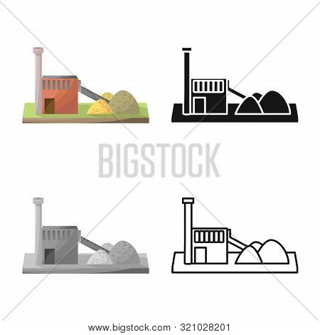 Vector Design Of Plant And Biofuel Icon. Set Of Plant And Building Vector Icon For Stock.
