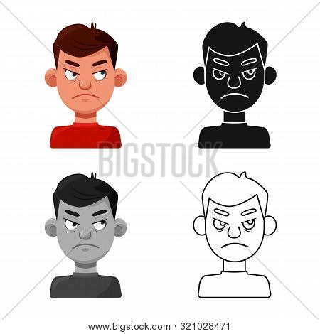 Vector Design Of Guy And Emotion Icon. Set Of Guy And Features Vector Icon For Stock.
