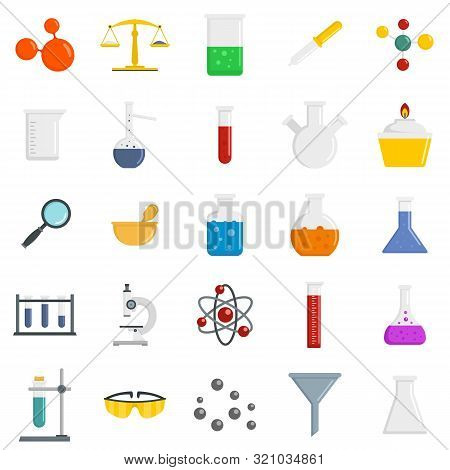 Chemistry Science Icon Set. Flat Set Of Chemistry Science Vector Icons For Web Design