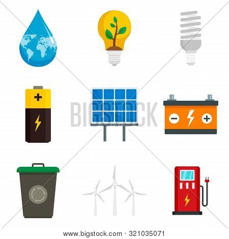 Energy Saving Icon Set. Flat Set Of Energy Saving Vector Icons For Web Design