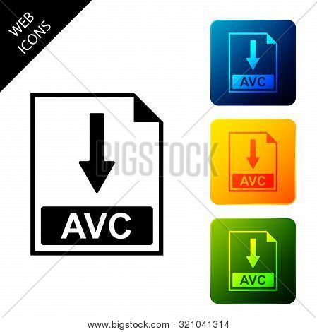 Avc File Document Icon. Download Avc Button Icon Isolated. Set Icons Colorful Square Buttons. Vector