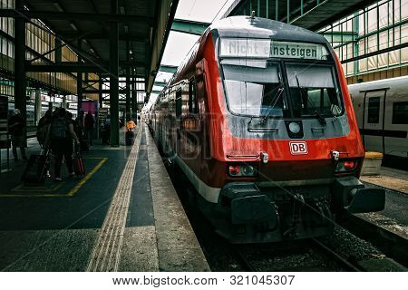Stuttgart,germany - September 06,2019:main Station This Is A Big,old And Red Locomotive Of A Local T
