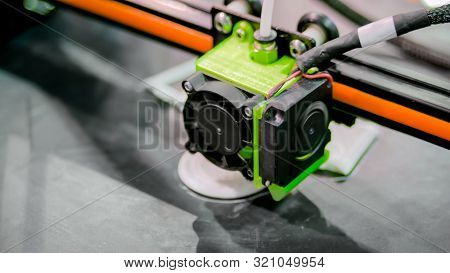 Three Dimensional Printing Machine Printing 3d Plastic Model At Modern Technology Exhibition. 4.0 In