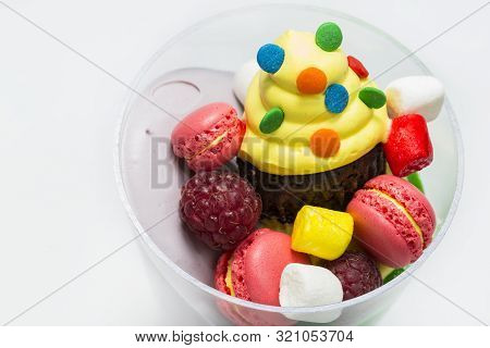 Mini Canapes For Refreshments At Banquets Receptions Catering On A White Background.