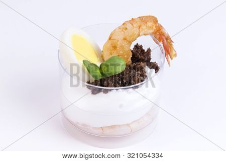 Mini Canapes For Refreshments At Banquets Receptions Catering On A White Background.