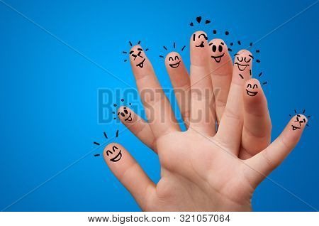 Waggish happy fingers with team building concept