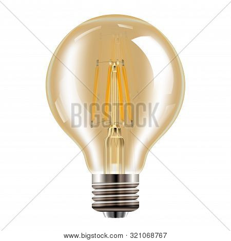 Edison Bulb. Transparent Vintage Lamp. Realistic Light With Filament For Decor. Luxury Lightbulb For