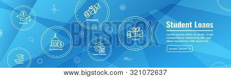 Student Loans Icon Set And Graduation Web Header Banner