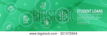 Student Loans Icon Set And Graduation Web Header Banner