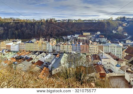 View Of Burghausen City Center From  Burghausen Castle, Germany