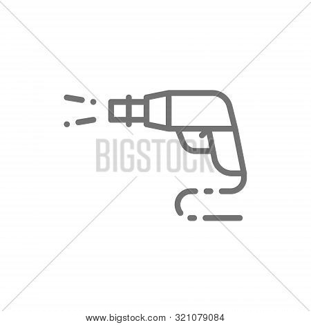 High Pressure Car Wash Spray Gun Line Icon.