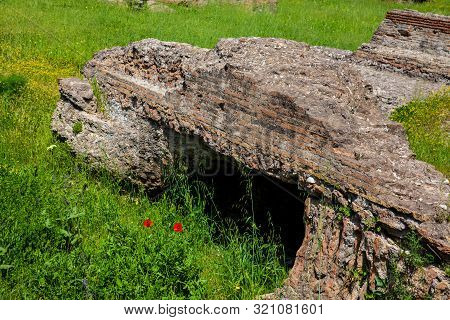 Detail Of The Ruins At The Domus Augustana On Palatine Hill In Rome