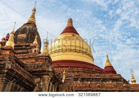 Horizontal Picture Of The Top Of Buddhist Building Called Dhammayazika Pagoda Located Inside The Arc