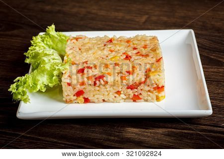 Vegetable Rice, Veg Biryani, Cooked Rice And Gabbage. Vegetarian Classical Mexican, Thai Cuisine.