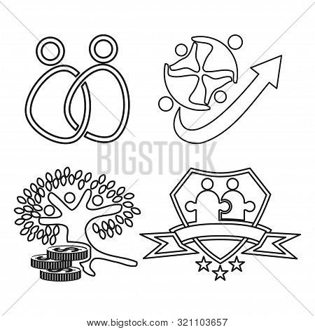 Arrow Tree Shield Commitment Teamwork Together Outline Logo
