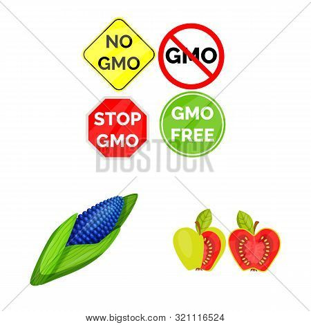 Vector Illustration Of Modified And Genetically Logo. Set Of Modified And Science Vector Icon For St