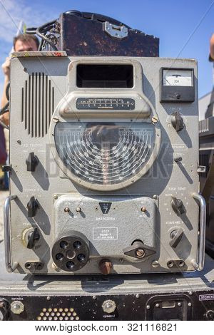 KALININGRAD, Russia - August 18, 2019: 100 Anniversary First European Airport Devau Fest, Old Fashioned Radio Transmitter