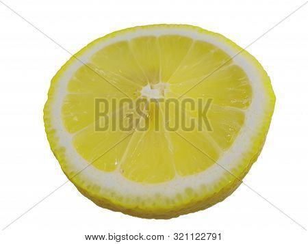 Fresh Lemon Isolated On White Background. Lemon Slice, Clipping Path, Isolated On A White Background