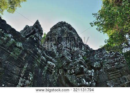 The Medieval Khmer Temple Of Banteay Kdei. Architectural Attraction. The Ancient Building.