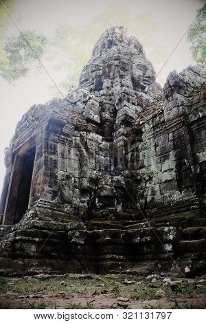 The Medieval Khmer Temple Of Banteay Kdei. Architectural Attraction. The Ancient Building.