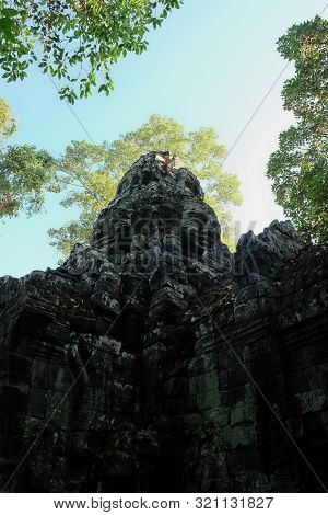 The Medieval Khmer Temple Of Banteay Kdei. Architectural Attraction. The Ancient Building.