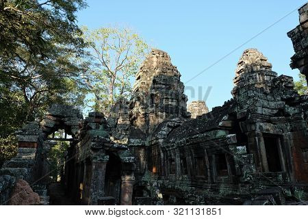 The Medieval Khmer Temple Of Banteay Kdei. Architectural Attraction. The Ancient Building.