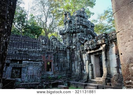 The Medieval Khmer Temple Of Banteay Kdei. Architectural Attraction. The Ancient Building.