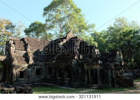 The Medieval Khmer Temple Of Banteay Kdei. Architectural Attraction. The Ancient Building.
