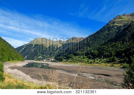 Mountain Landscape At Fabreges Lake In Ossau Valley,in French Pyrenees.