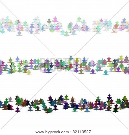 Repeatable Stylized Pine Tree Pattern Paragraph Rule Line Design Set - Vector Graphic Elements