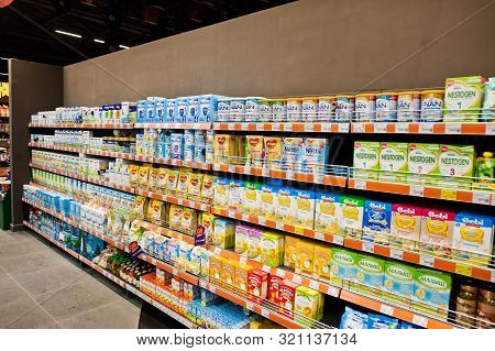 Kiev, Ukraine - September 4, 2019: Silpo Supermarket. Infant Formula On The Shelf Of Store.