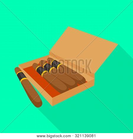 Vector Design Of Cigar And Box Icon. Set Of Cigar And Luxury Stock Symbol For Web.