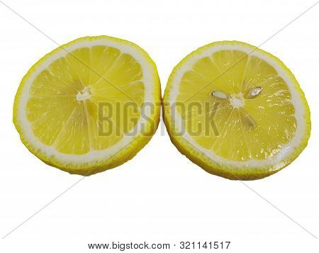 Two Lemon Slice, Isolated On A White Background