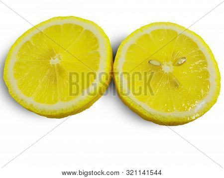 Two Lemon Slice, Isolated On A White Background