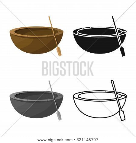 Vector Illustration Of Boat And Vietnamese Icon. Set Of Boat And Paddle Vector Icon For Stock.