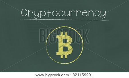 Cryptocurrency Yellow Sign On Chalkboard. Vector Illustration.