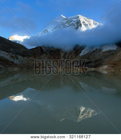 Mount Makalu And Glacial Lake Near Mt Makalu Base Camp, Barun Valley, Nepal Himalayas Mountains