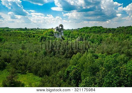 A Panoramic View Of The Unique Okiennik Rock In Poland With A Large Natural Window