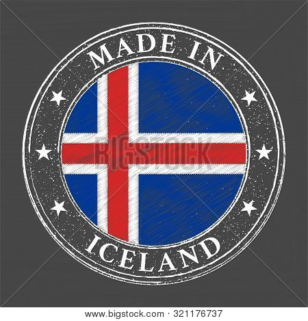 Made In Iceland Flag Grunge Stamp. Vector Illustration