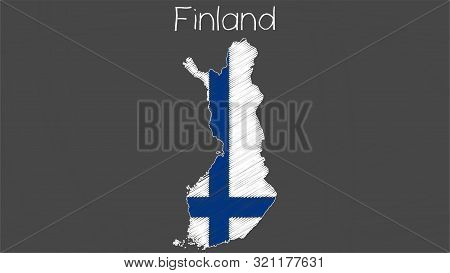 Finland Map Flag Chalkboard Style Vector Illustration.