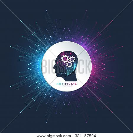 Artificial Intelligence Logo Vector Icon Ai Banner. Cloud Computing Concept. Data Mining, Neural Net