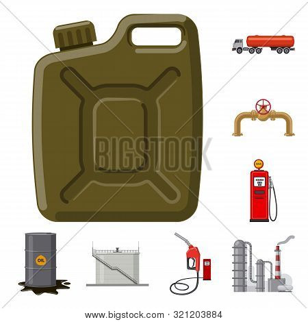 Isolated Object Of Oil And Gas Symbol. Collection Of Oil And Petrol Vector Icon For Stock.