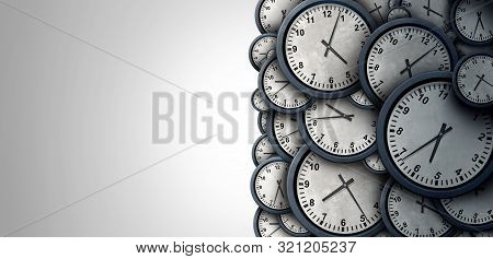 Time Background Abstract Concept As A Group Of Clock Objects Representing Day And Night Planning Or 