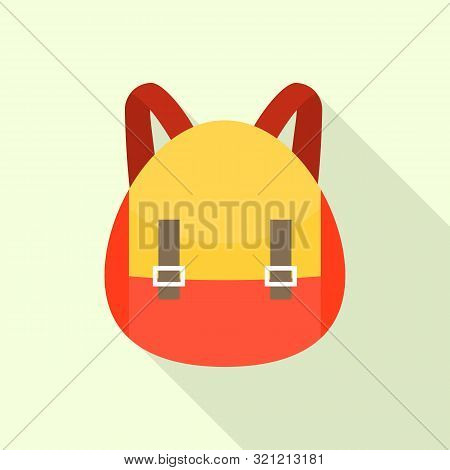 Red Yellow Backpack Icon. Flat Illustration Of Red Yellow Backpack Vector Icon For Web Design